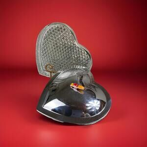 VINTAGE 1930'S CHROME - BAKELITE - GLASS VALENTINE CANDY BOWL